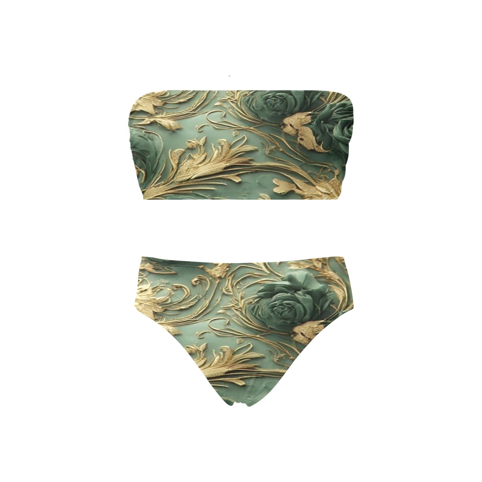 Green and gold luxury bikini Chest Wrap Bikini Swimsuit