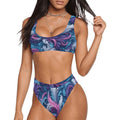 Women's Marble Bikini Set | Abstract Swirl High Waisted Swimsuit | Luxury Resort Swimwear | Colorful Two Piece Bathing Suit | Vacation Beachwear