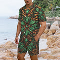 Jacob Emerald Resort Set | Luxury Men's Matching Shirt and Shorts Set | Tropical Vacation Outfit | Emerald Bronze Summer Co-Ord Set | Resort Wear