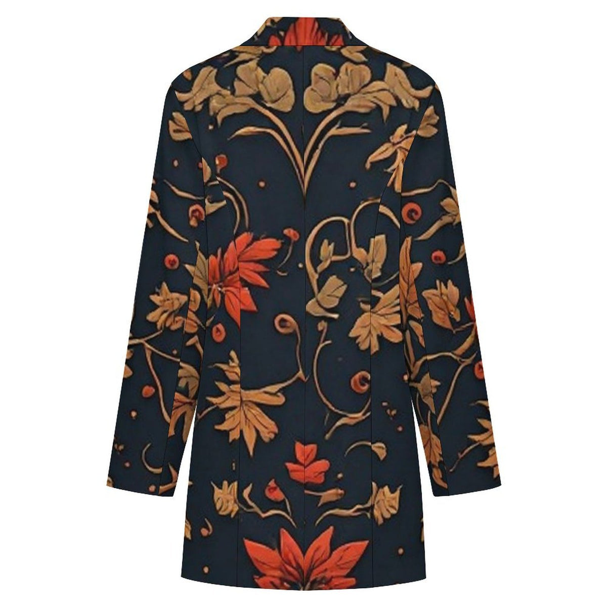 Women’s Floral Blazer Dress, Navy Gold Double Breasted Mini Dress, Elegant Autumn Jacket Dress, Statement Fall Dress for Women  13 TAGS