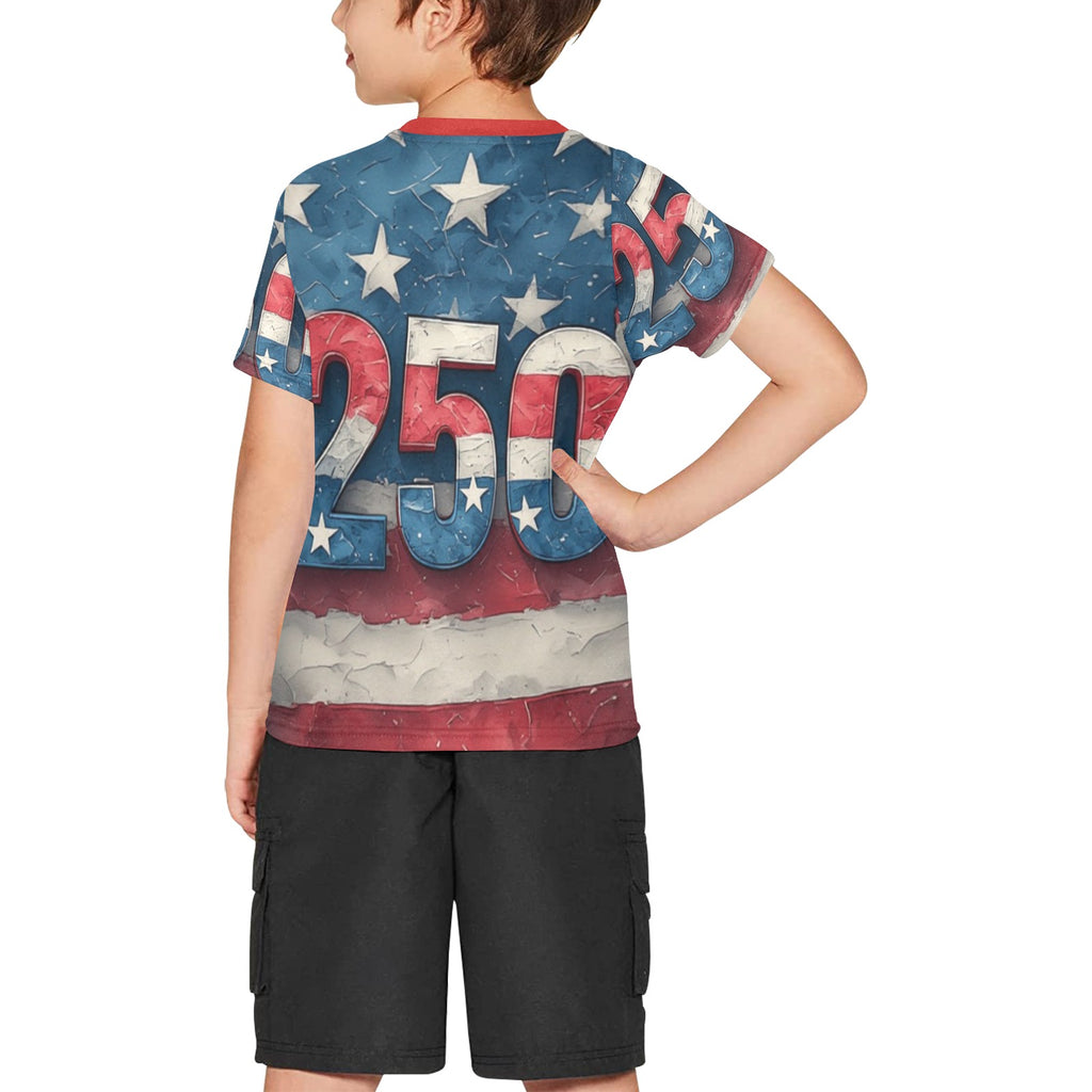 Boys America 250 T-Shirt | Patriotic Kids Fourth of July Tee | USA 250th Anniversary Shirt | Independence Day Family Matching Outfit