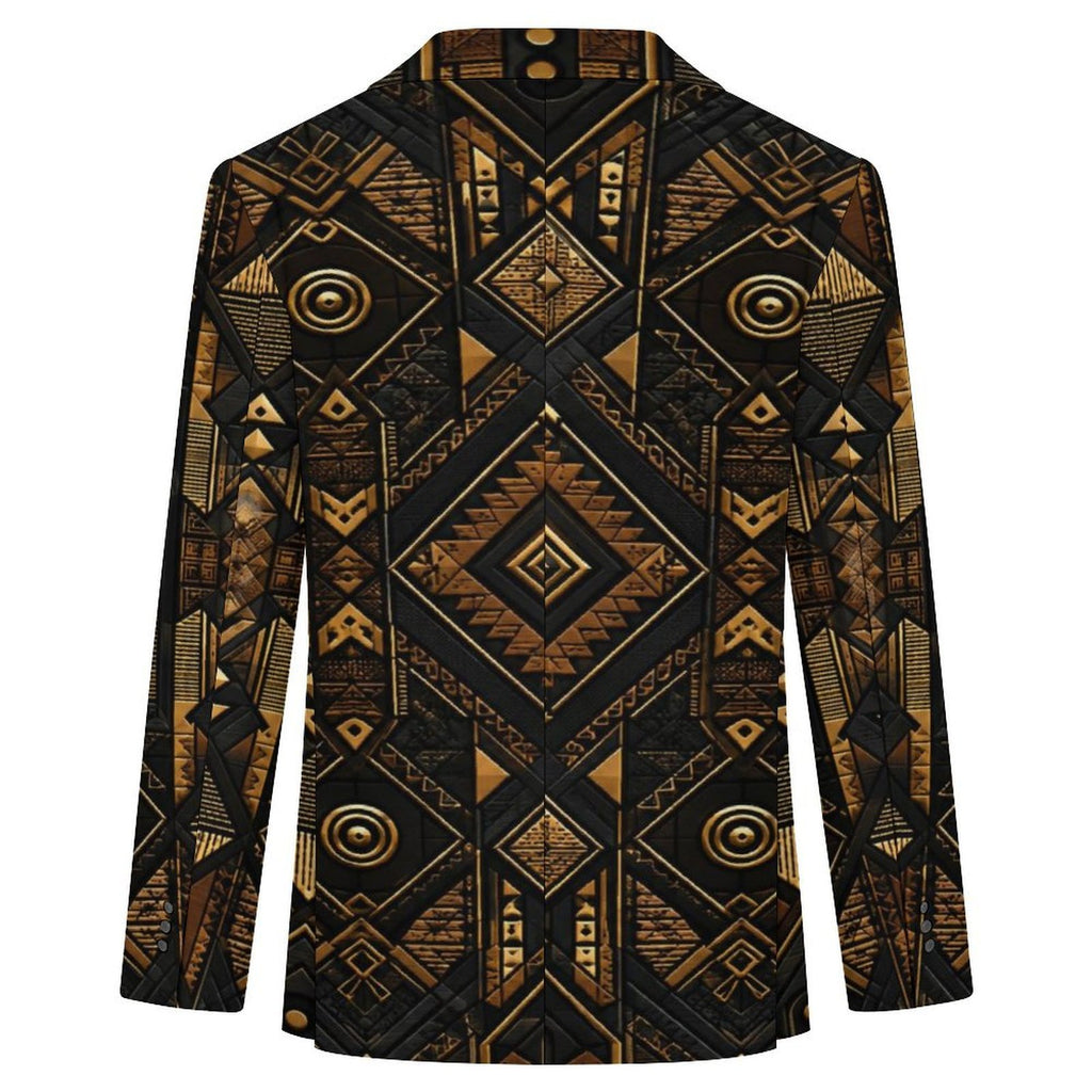Tim Black Gold African Inspired Blazer, Luxury Men’s Statement Jacket, Elegant Geometric Print Suit Jacket, Men’s Formal Fashion