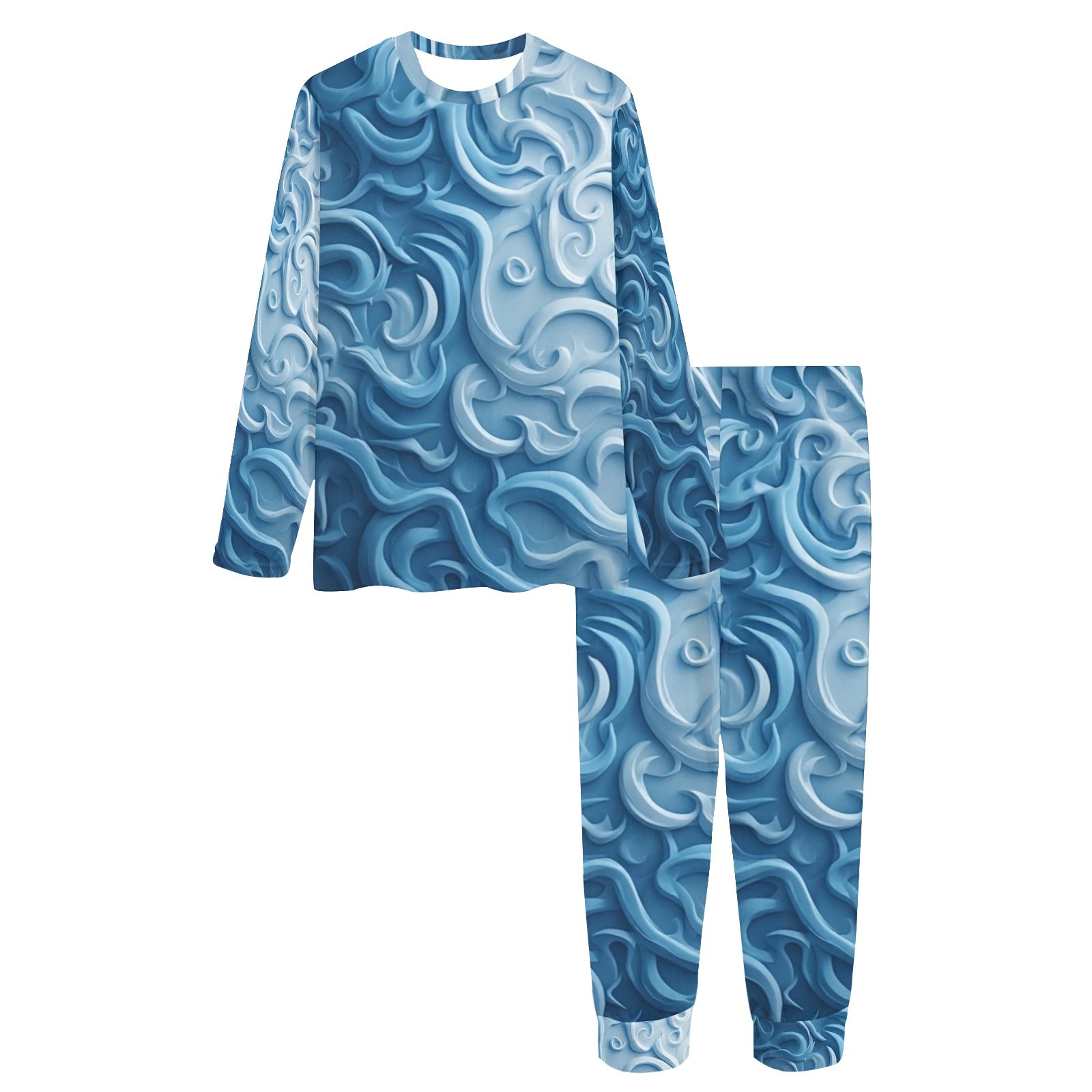 Women's Luxury Blue Marble Lounge Set | Soft Two-Piece Pajama Set | Elegant Matching Sweatshirt & Joggers | Cozy Luxury Loungewear