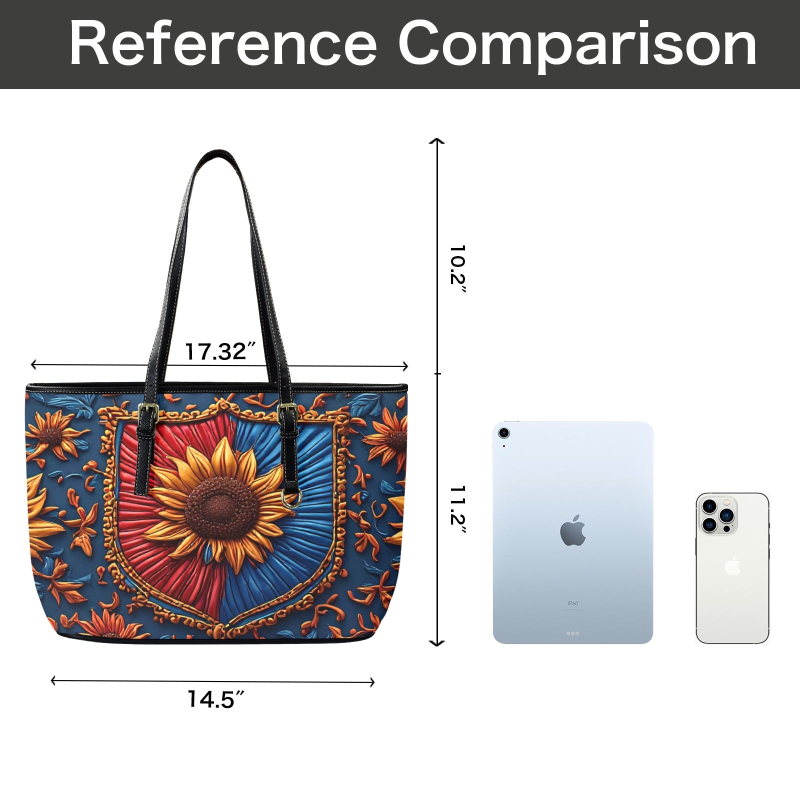 Sunflower Tote Bag, Floral Shoulder Bag, Blue Gold Boho Tote Purse, Large Everyday Carryall, Gift for Her, Cottagecore Bag
