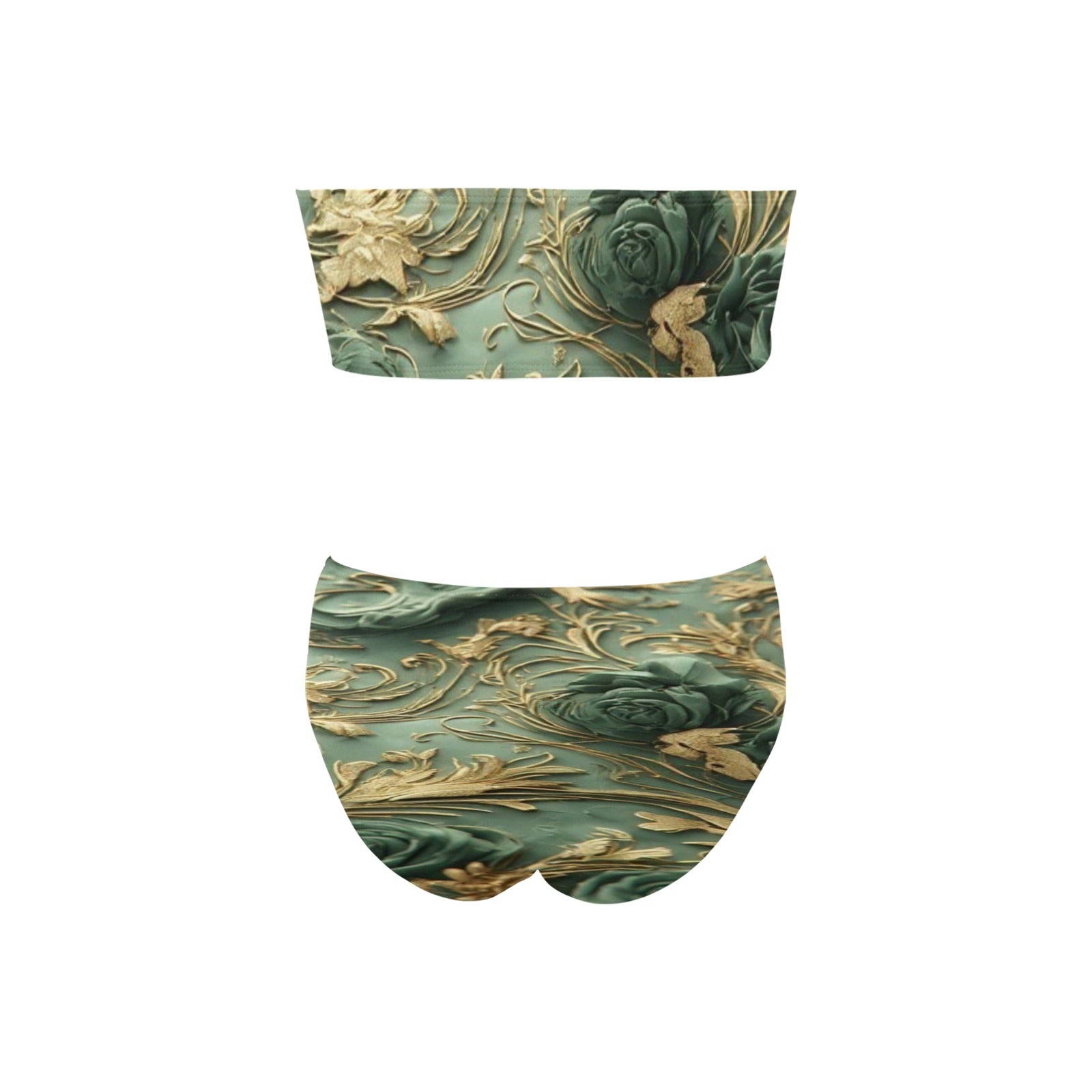 Green and gold luxury bikini Chest Wrap Bikini Swimsuit