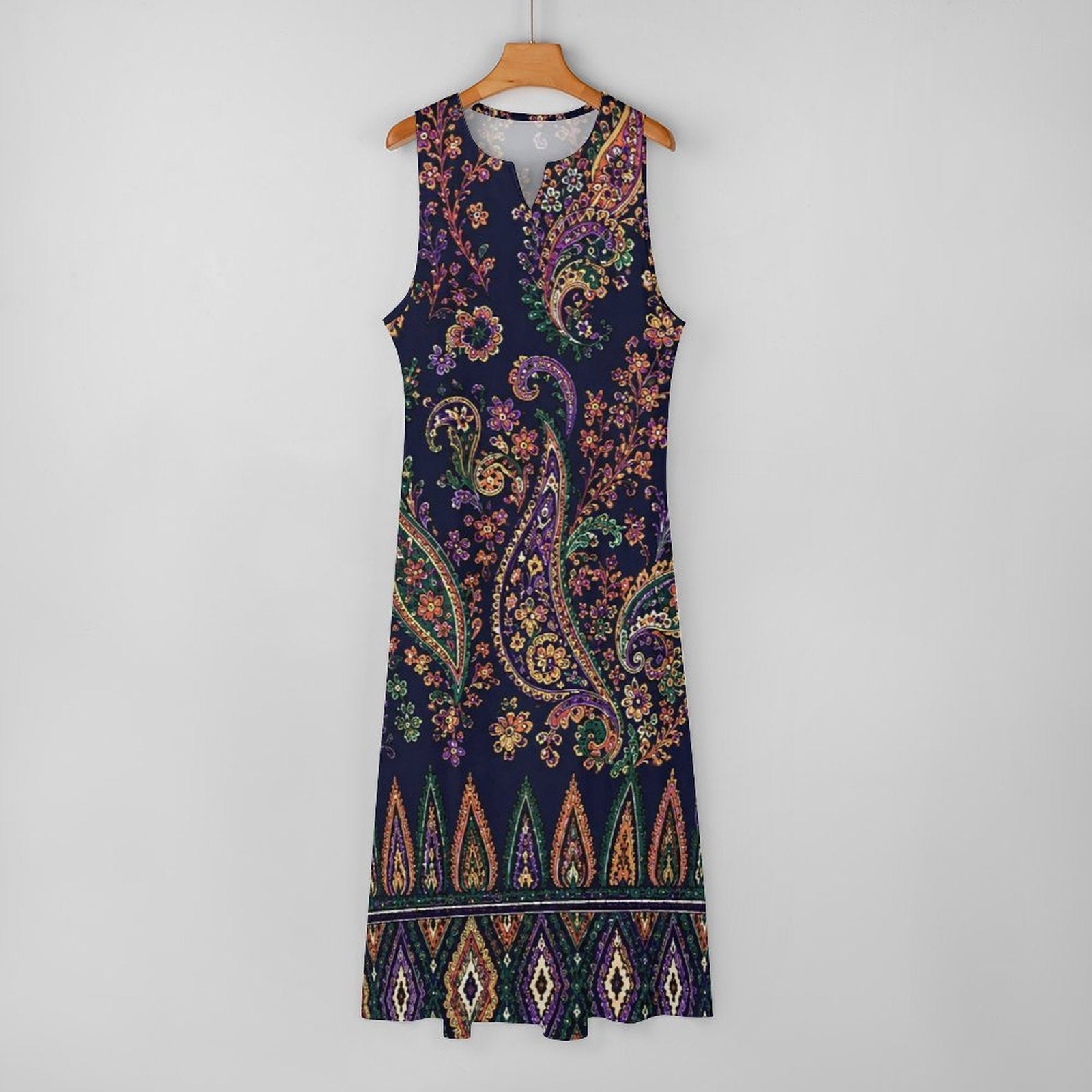 Indigo Manor Sleeveless Maxi Dress | Luxury Paisley Resort Dress | Elegant Boho Vacation Dress | Boutique Summer Maxi | Iyalla Designs