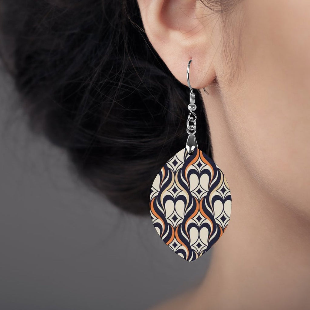 Sahara Navy Cream Teardrop Earrings, African Inspired Statement Earrings, Boho Dangle Earrings, Geometric Women’s Jewelry