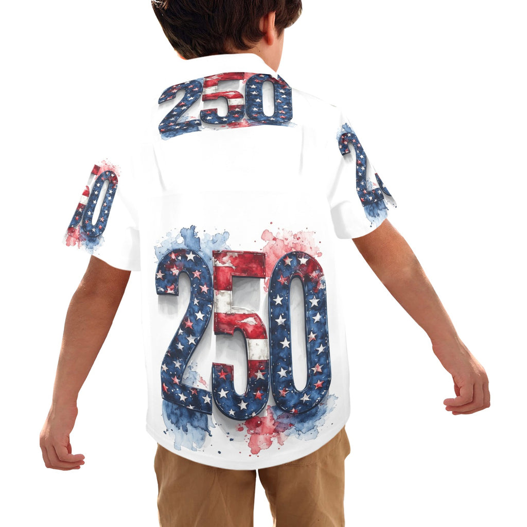 Boys America 250 Button-Up Shirt | Patriotic Kids Fourth of July Shirt | USA 250th Anniversary Outfit | Matching Family Independence Day Top