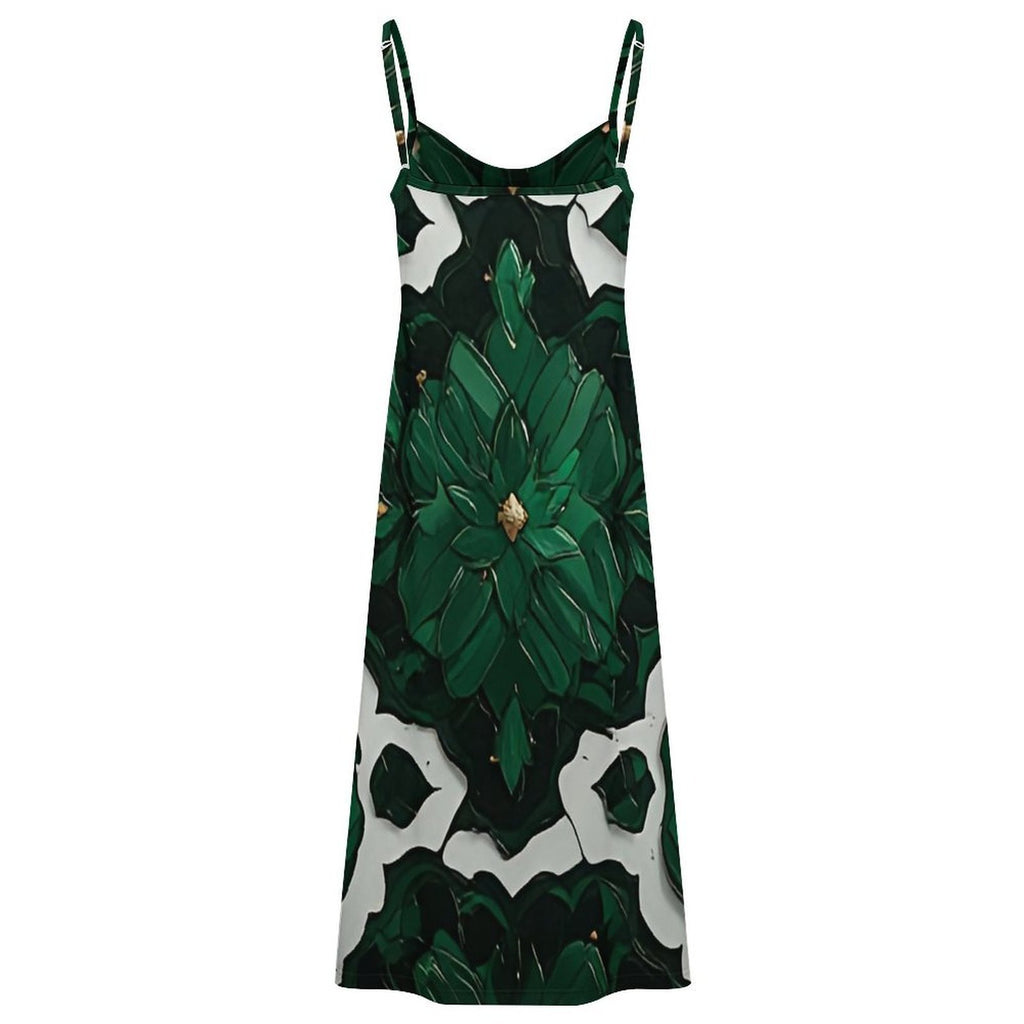 Emerald Bloom Maxi Dress | Green Floral Slip Dress | Elegant Vacation Dress | Luxury Resort Dress | Spaghetti Strap Slit Dress | Wedding Guest Outfit