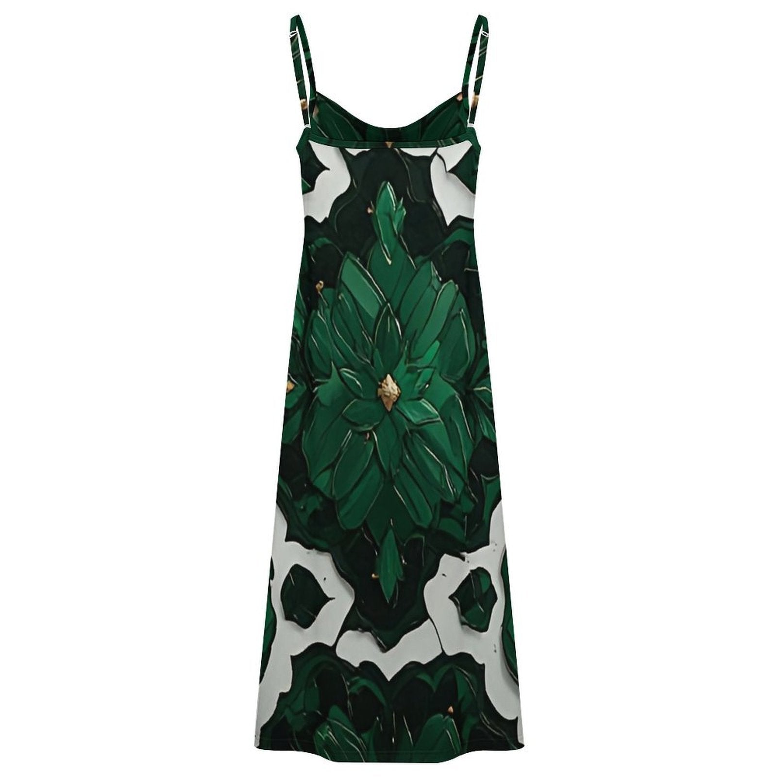 Emerald Bloom Maxi Dress | Green Floral Slip Dress | Elegant Vacation Dress | Luxury Resort Dress | Spaghetti Strap Slit Dress | Wedding Guest Outfit