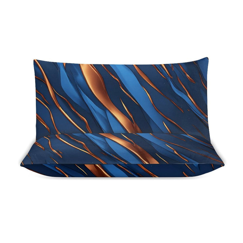 Luxury Blue & Copper Duvet Cover Set | Modern Abstract Bedding | King Queen Twin Comforter Cover | Contemporary Bedroom Decor | Iyalla Designs