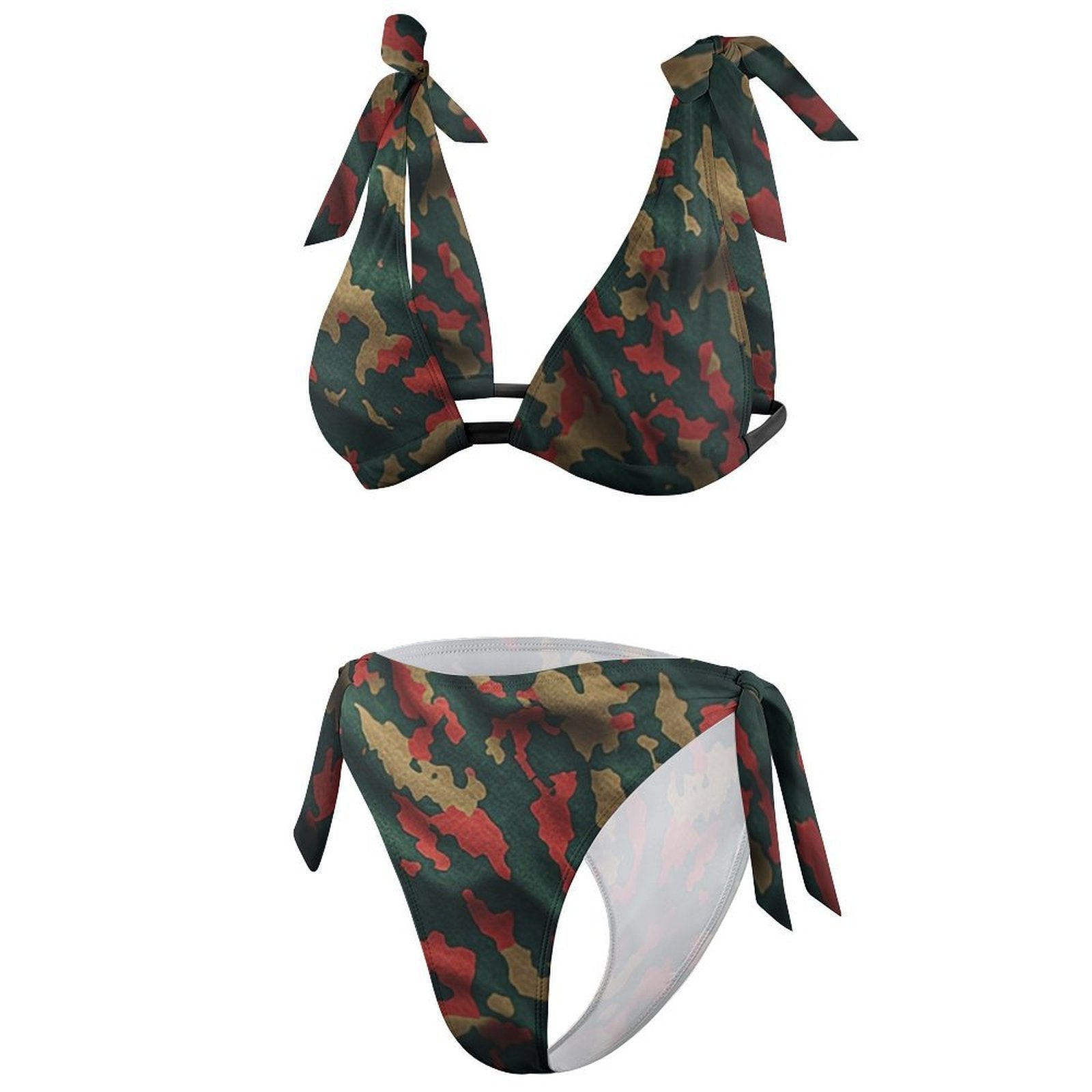 Woodland Camo String Bikini | Women's Camouflage Swimsuit | Luxury Resort Swimwear | Tropical Beach Bikini | Vacation Swim Set | Two Piece Bathing Suit