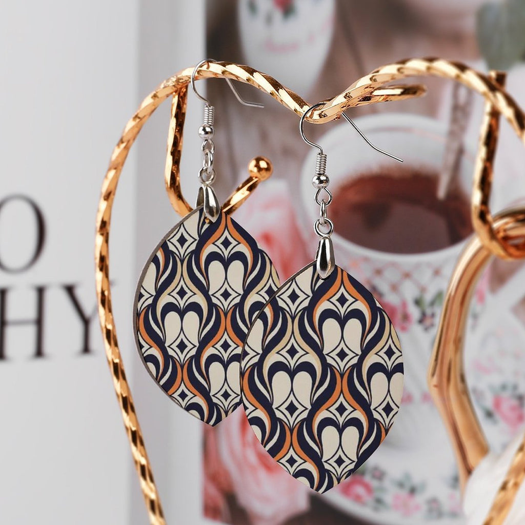 Sahara Navy Cream Teardrop Earrings, African Inspired Statement Earrings, Boho Dangle Earrings, Geometric Women’s Jewelry