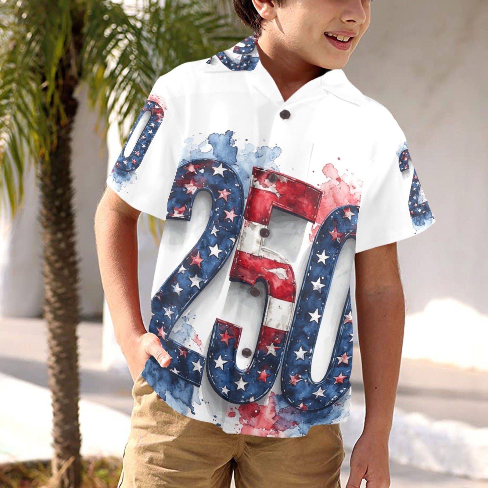 Boys America 250 Button-Up Shirt | Patriotic Kids Fourth of July Shirt | USA 250th Anniversary Outfit | Matching Family Independence Day Top