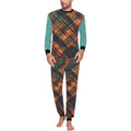 Men’s Abstract Two Piece Set, Teal Burnt Orange Shirt and Pants Outfit, Artistic Geometric Tracksuit, Men’s Travel Streetwear Set