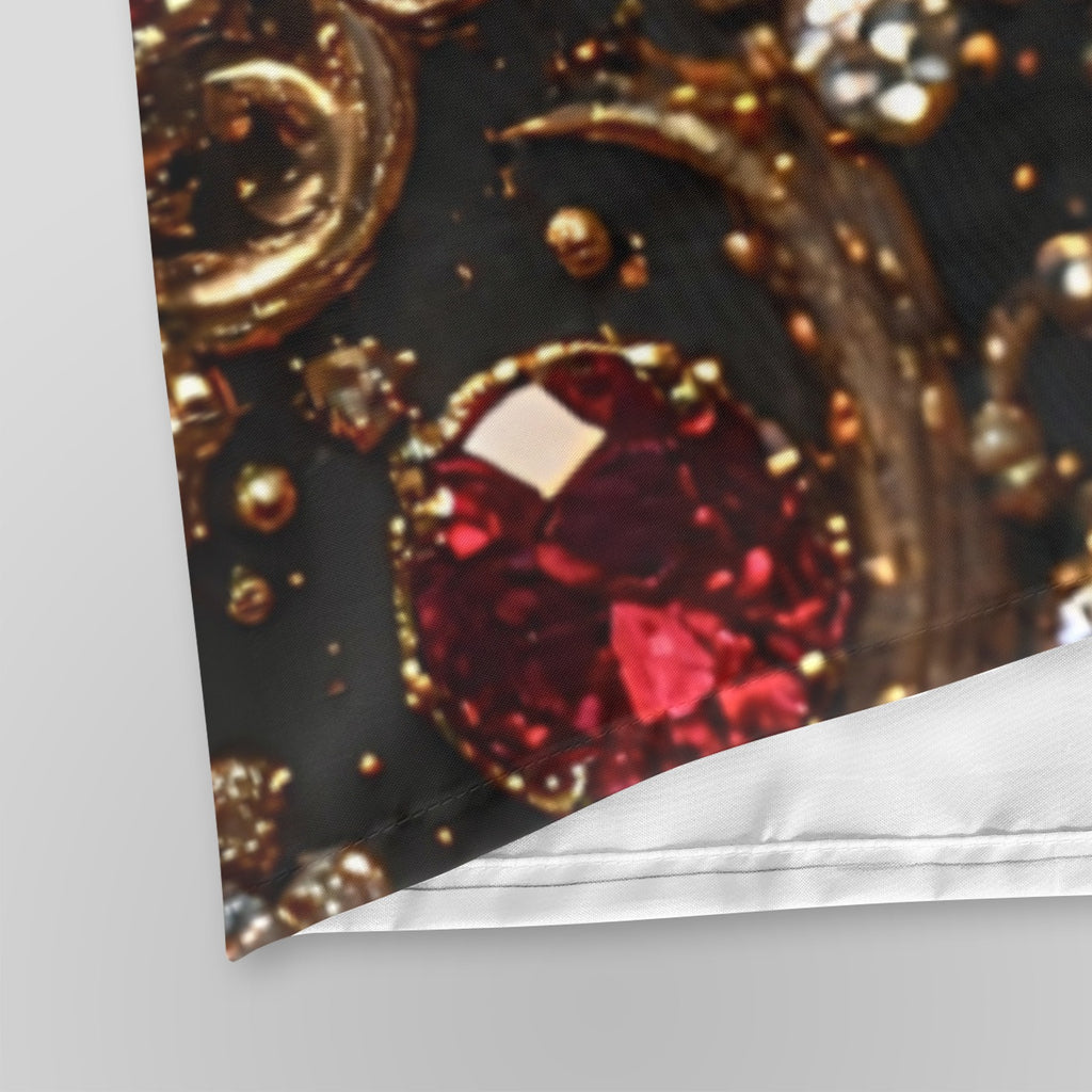 Luxury Ruby Gem Shower Curtain | Gothic Glam Bathroom Decor | Black and Gold Bathroom Curtain | Red Jewel Bath Decor | Baroque Bathroom Accessories