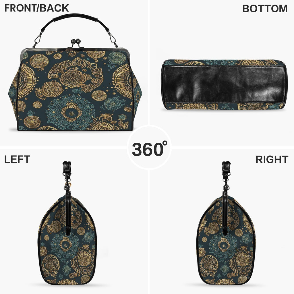 uxury Vintage Frame Handbag | Emerald & Gold Designer Purse | Elegant Top Handle Crossbody Bag | Women's Statement Handbag | Iyalla Designs