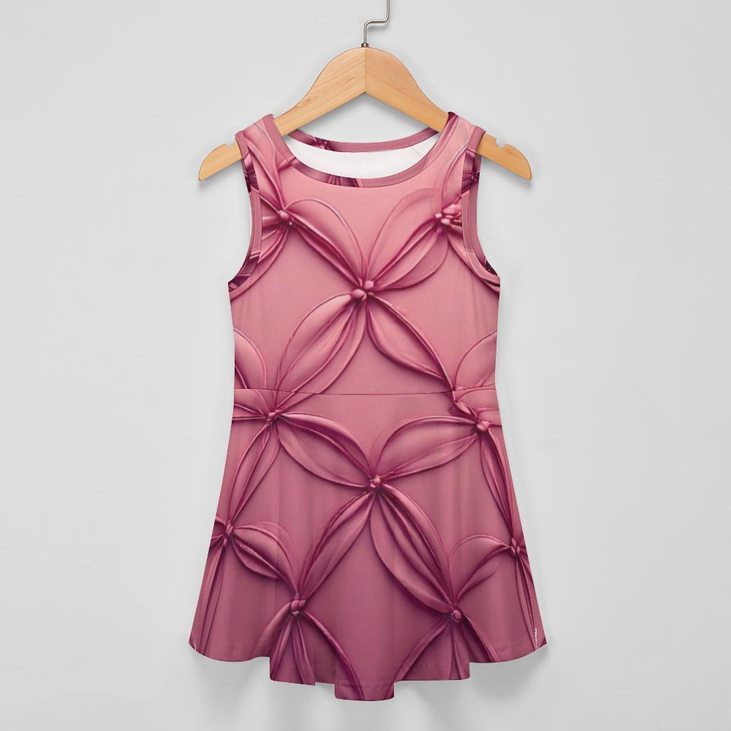 Amari Pink Petal Girls Dress | Elegant Floral A-Line Dress | Girls Special Occasion Dress | Iyalla Designs
