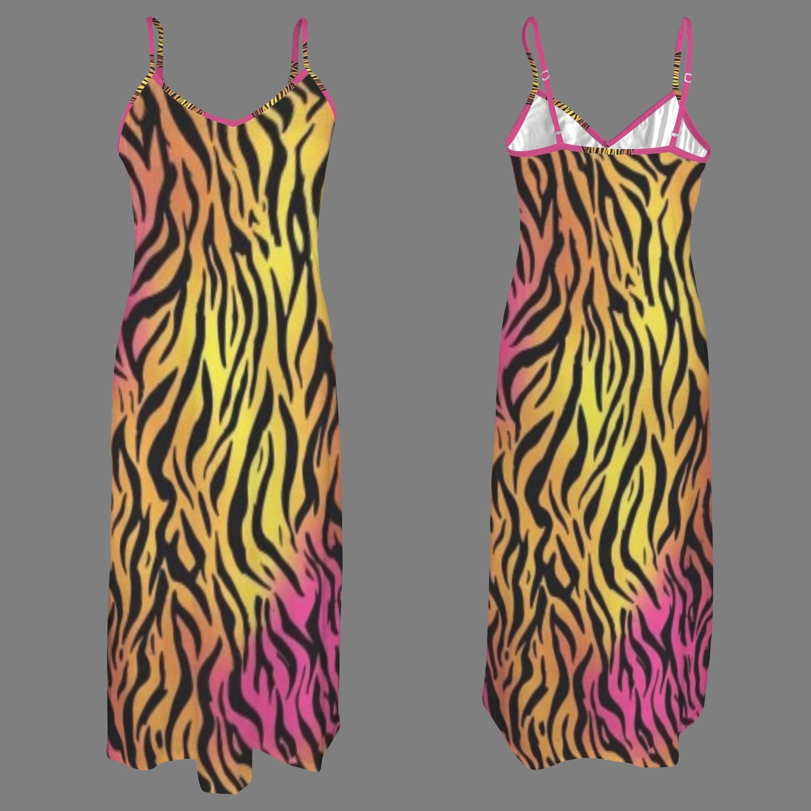 Tiger Print Maxi Dress | Women's Tropical Resort Dress | Sleeveless Beach Vacation Dress | Luxury Summer Dress | Cruise Outfit | Elegant Holiday Wear