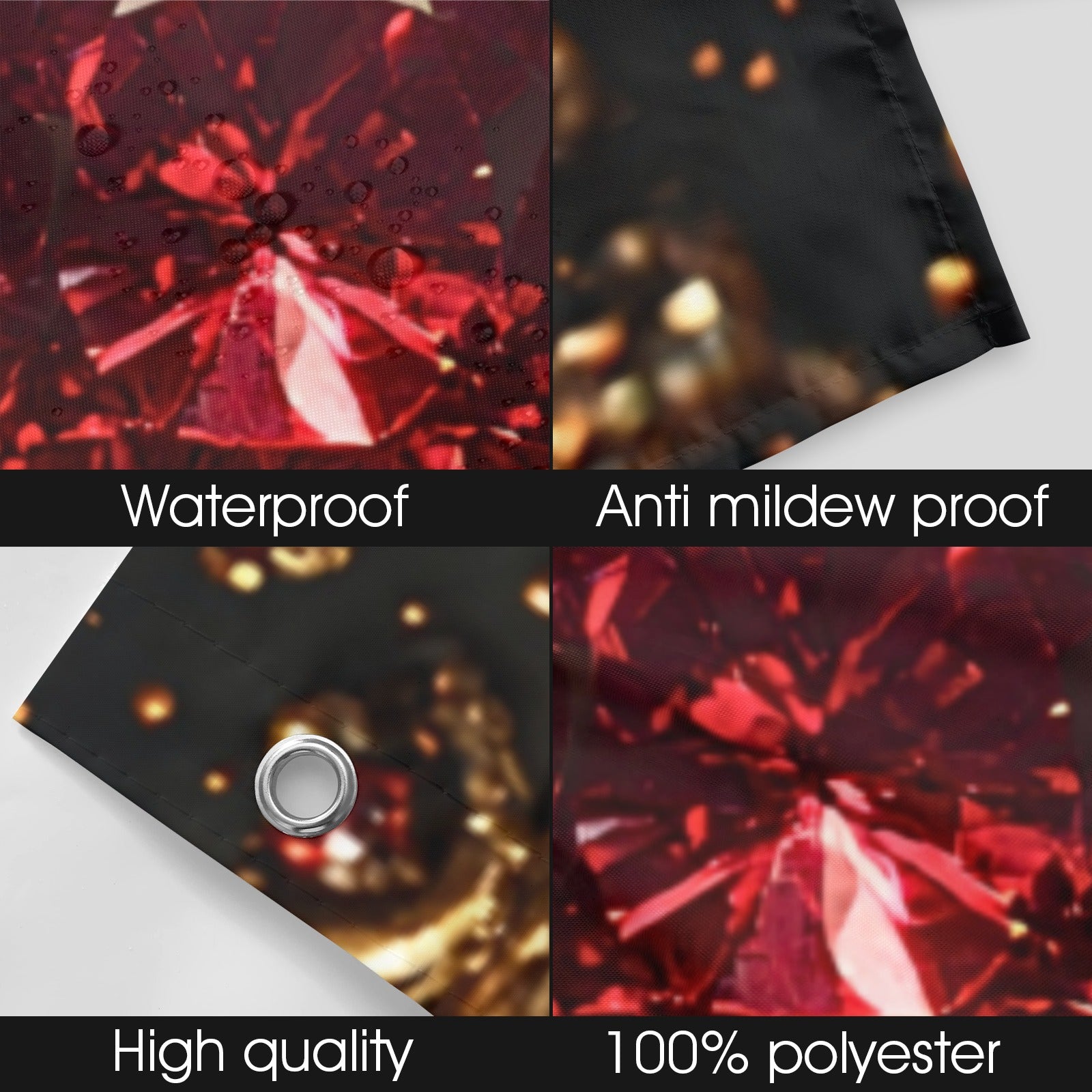 Luxury Ruby Gem Shower Curtain | Gothic Glam Bathroom Decor | Black and Gold Bathroom Curtain | Red Jewel Bath Decor | Baroque Bathroom Accessories