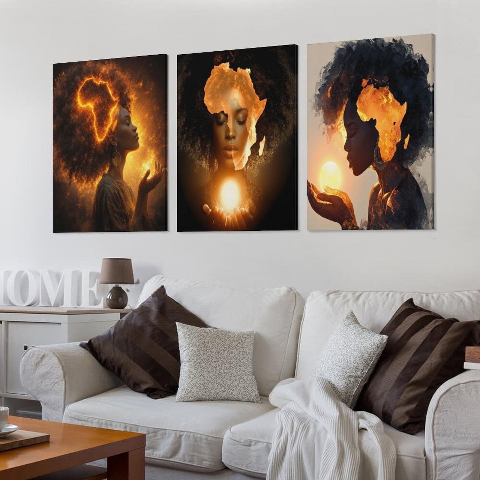 Afrocentric Design Triptych Decorative Frame 8" × 12"