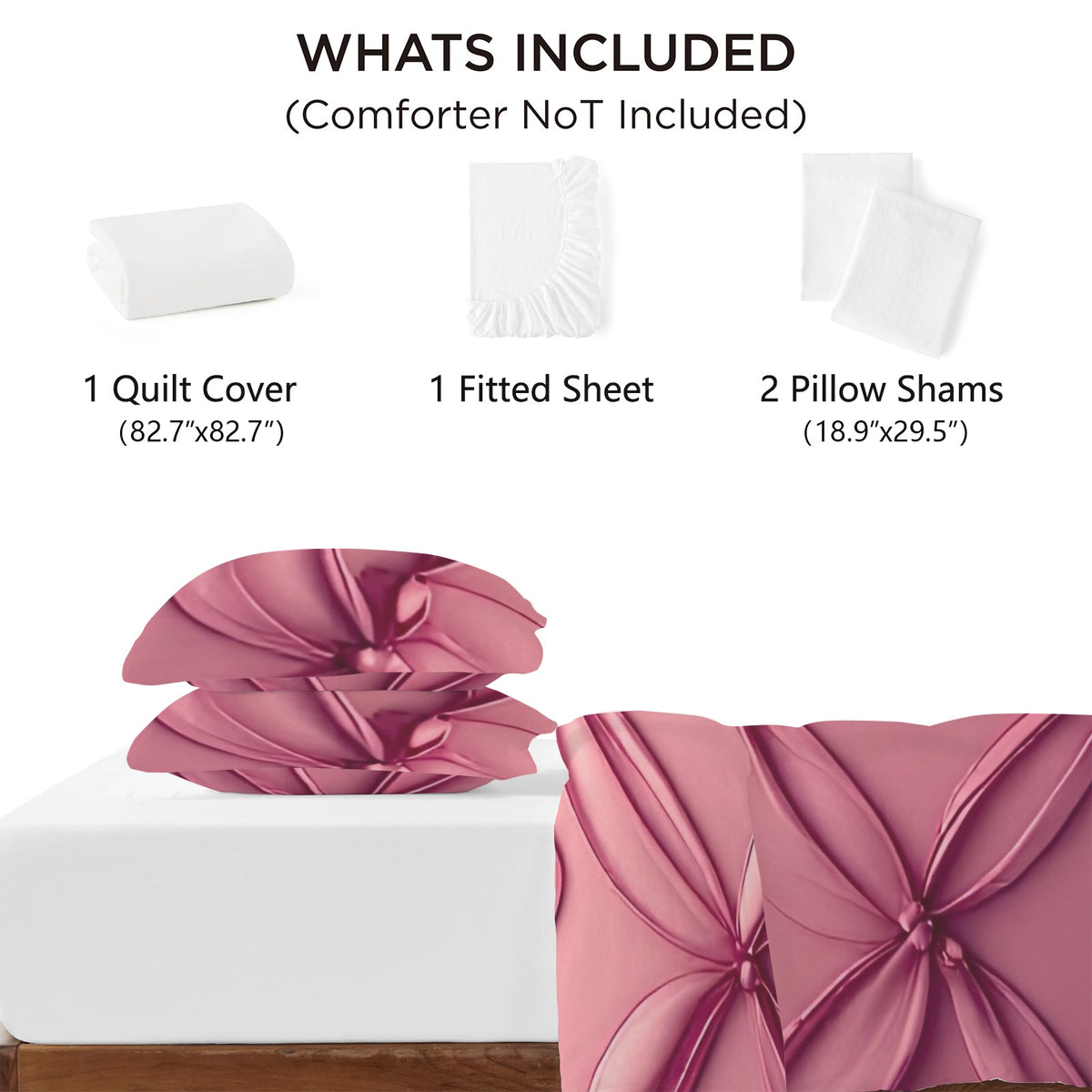 Roselle Pink Petal Bedding Set | Luxury Rose Pink Floral Bedding | Elegant Statement Bedroom Decor | Iyalla Designs