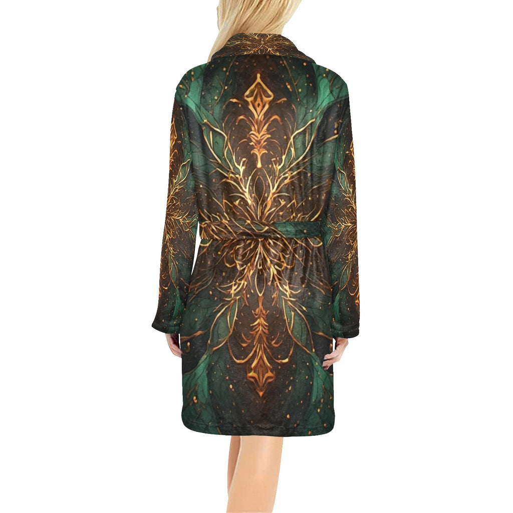 Emer Tide Luxury Robe | Emerald Gold Satin Lounge Robe | Elegant Kimono Style Robe | Resort Wear Cover Up | Luxury Women's Loungewear