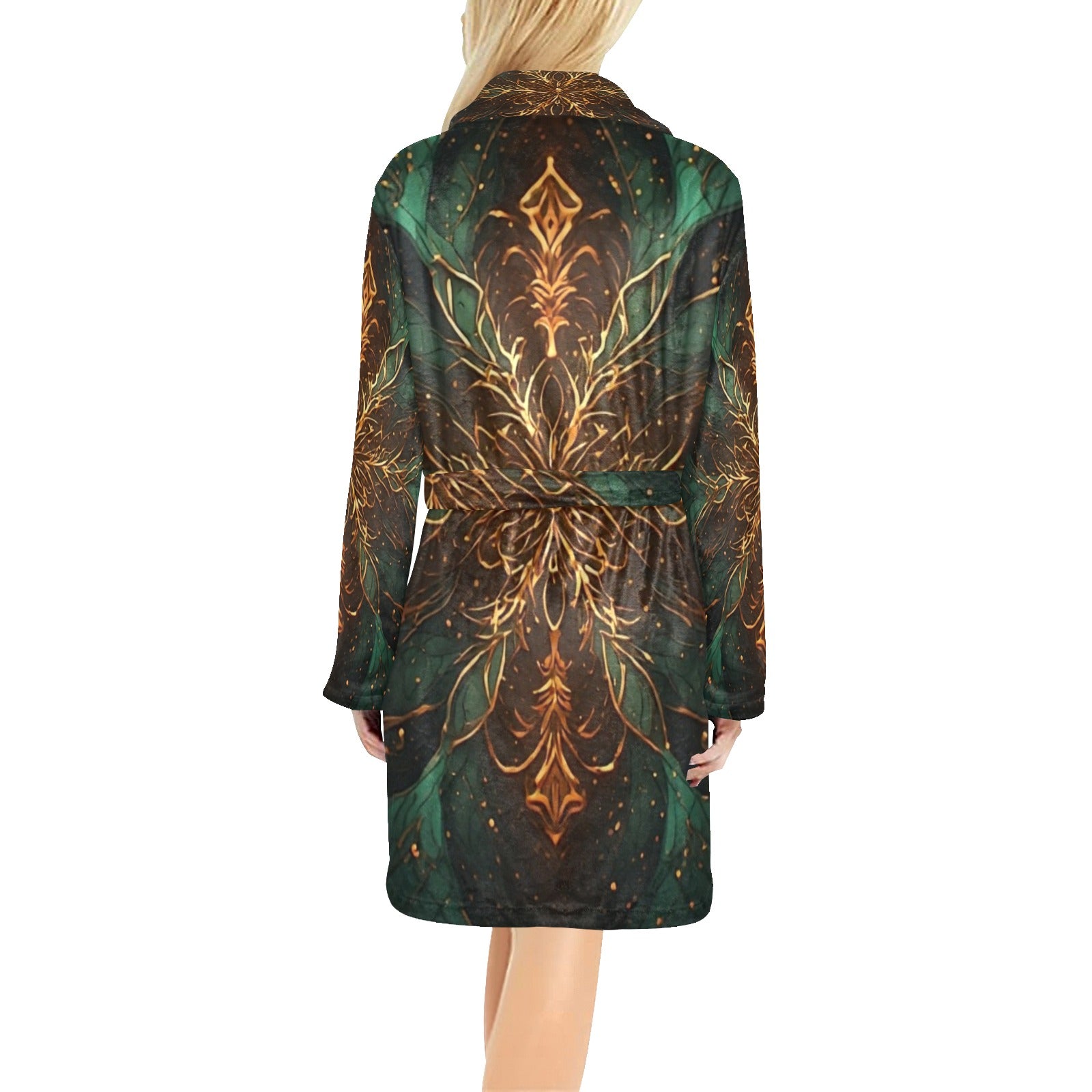 Emer Tide Luxury Robe | Emerald Gold Satin Lounge Robe | Elegant Kimono Style Robe | Resort Wear Cover Up | Luxury Women's Loungewear