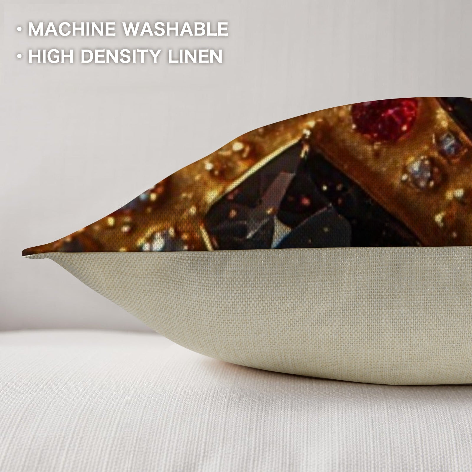 Ruby Royale Luxury Throw Pillow | Ruby and Black Diamond Accent Cushion | Gold Gem Decorative Pillow | Glam Living Room Decor | Luxury Home Accessories