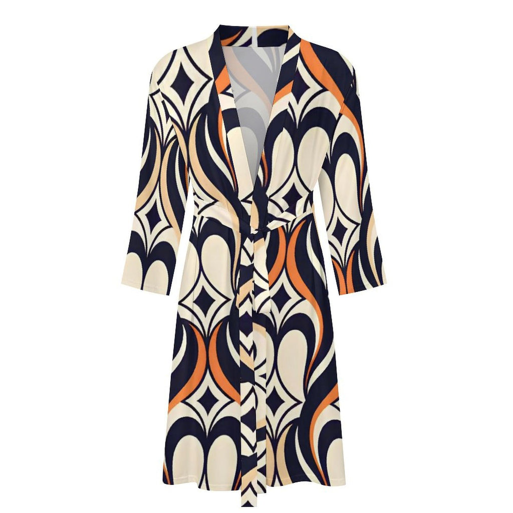 Men's Luxury Resort Robe | Designer Geometric Lounge Robe | Modern Spa Robe | Premium Vacation Loungewear | Iyalla Designs