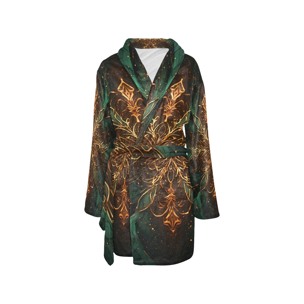 Emer Tide Luxury Robe | Emerald Gold Satin Lounge Robe | Elegant Kimono Style Robe | Resort Wear Cover Up | Luxury Women's Loungewear