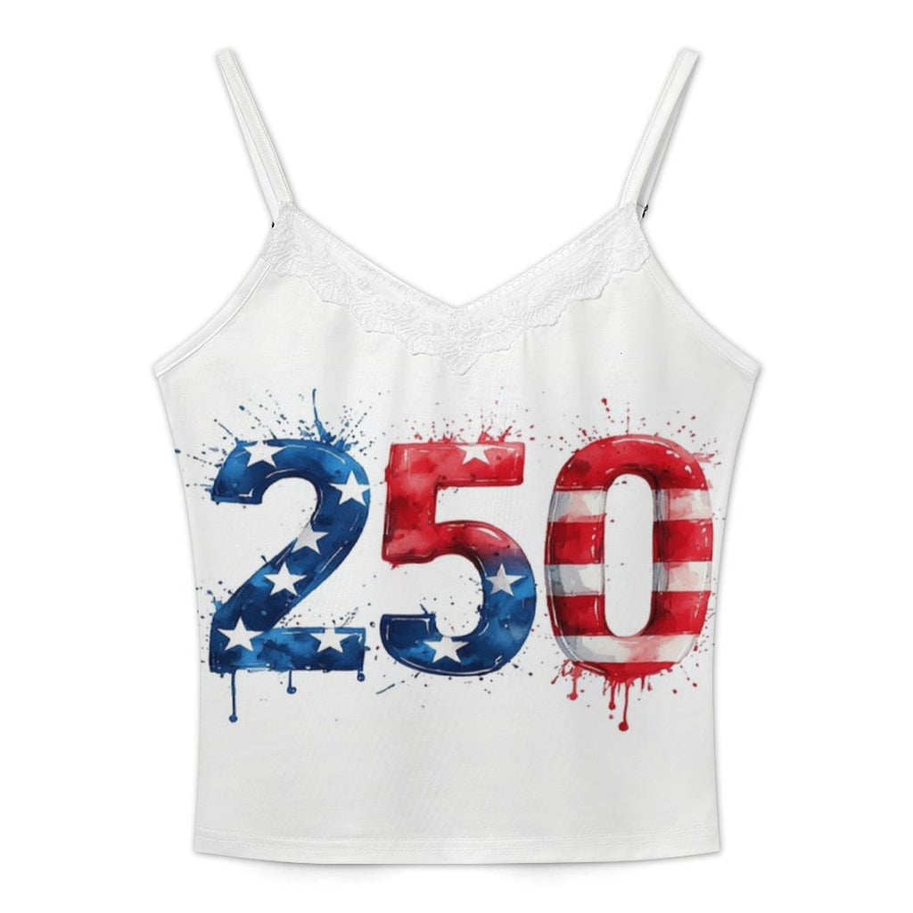 250 Patriotic Women’s V-Neck Lace Trim Camisole