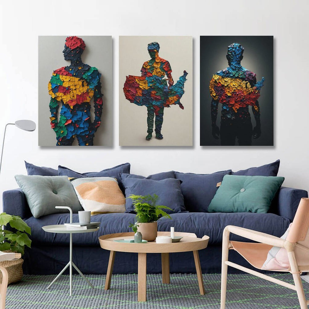 USA Men Triptych Decorative Unframe 16" × 24"