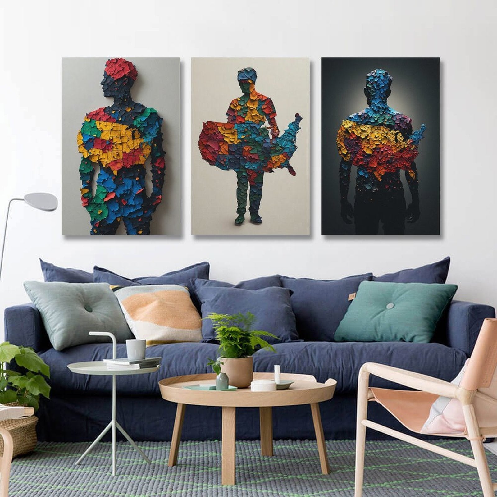 USA Men Triptych Decorative Unframe 16" × 24"