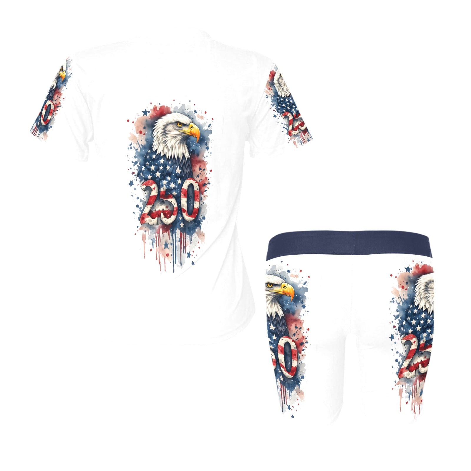 250 Patriotic One Piece Yoga Set | Eagle 1776-2026 Activewear Romper | USA Fourth of July Workout Outfit | Women's Biker Shorts Lounge Set | Independence Day Apparel