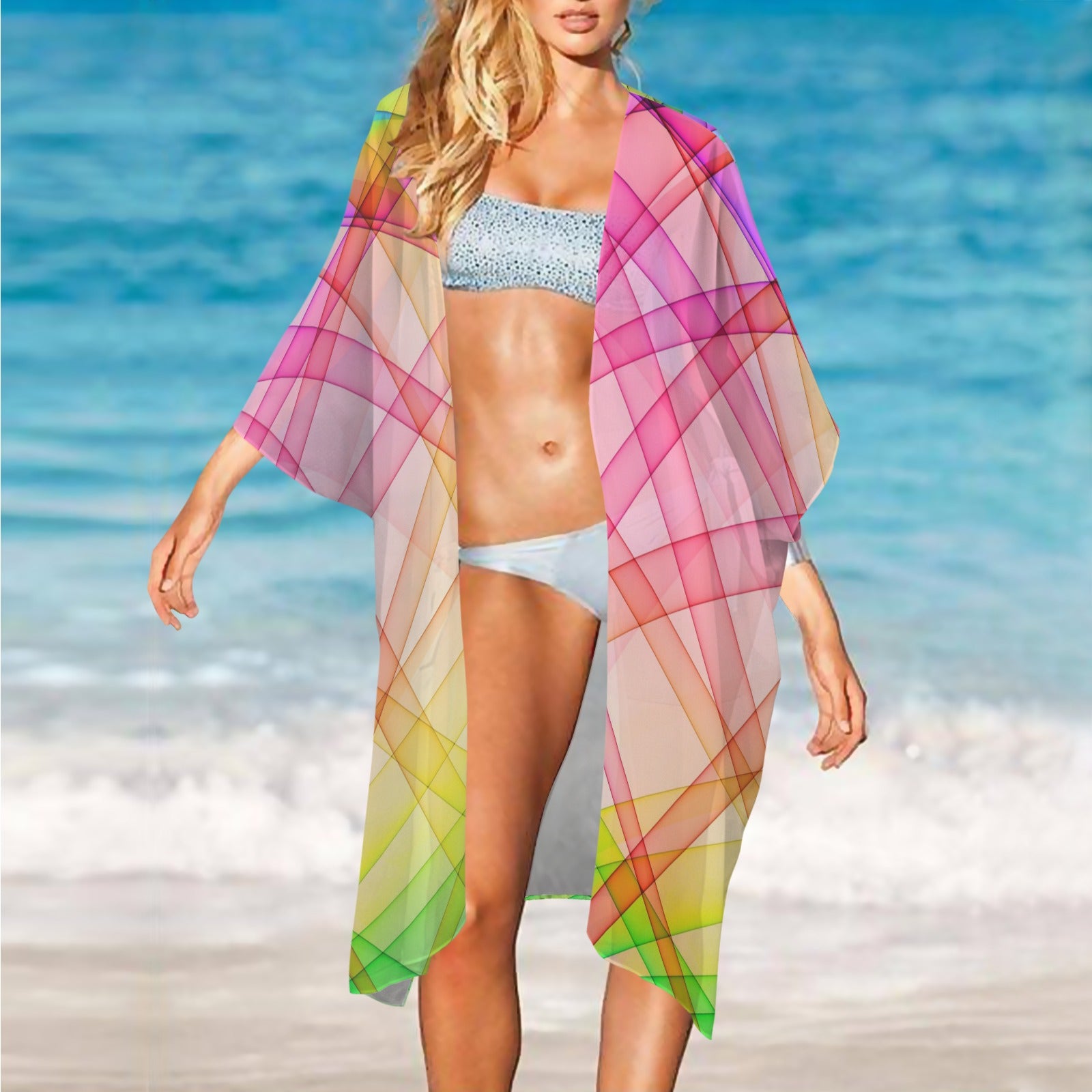 Colorful Geometric Cover up Women's Long Cover Up