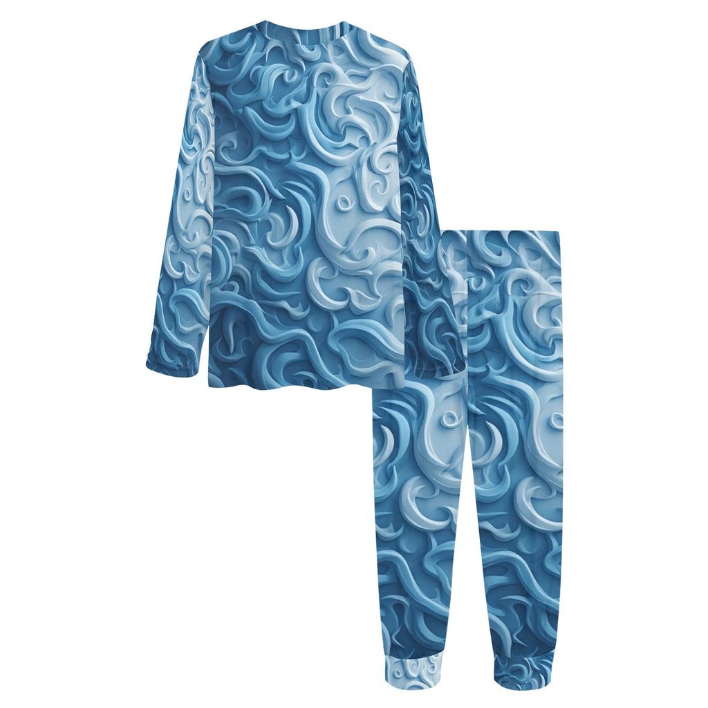 Women's Luxury Blue Marble Lounge Set | Soft Two-Piece Pajama Set | Elegant Matching Sweatshirt & Joggers | Cozy Luxury Loungewear