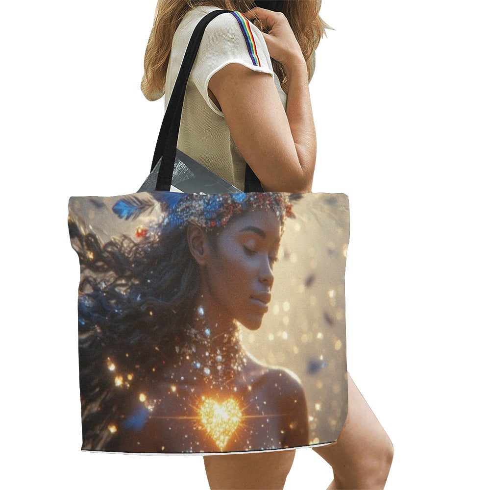African Queen Tote Bag | Luxury Beach Tote | Black Woman Art Handbag | Large Everyday Shoulder Bag | Resort Travel Bag | Gift for Her