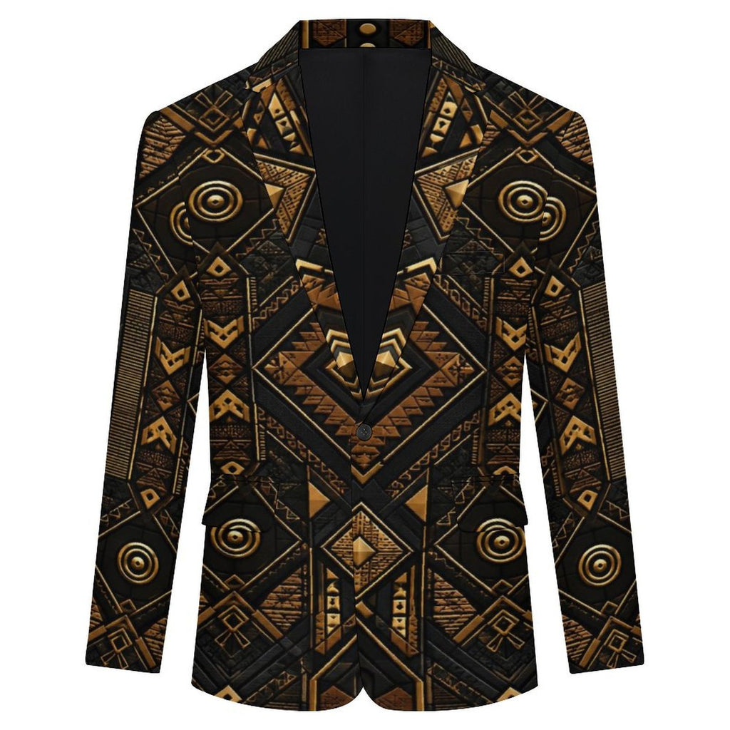 Tim Black Gold African Inspired Blazer, Luxury Men’s Statement Jacket, Elegant Geometric Print Suit Jacket, Men’s Formal Fashion