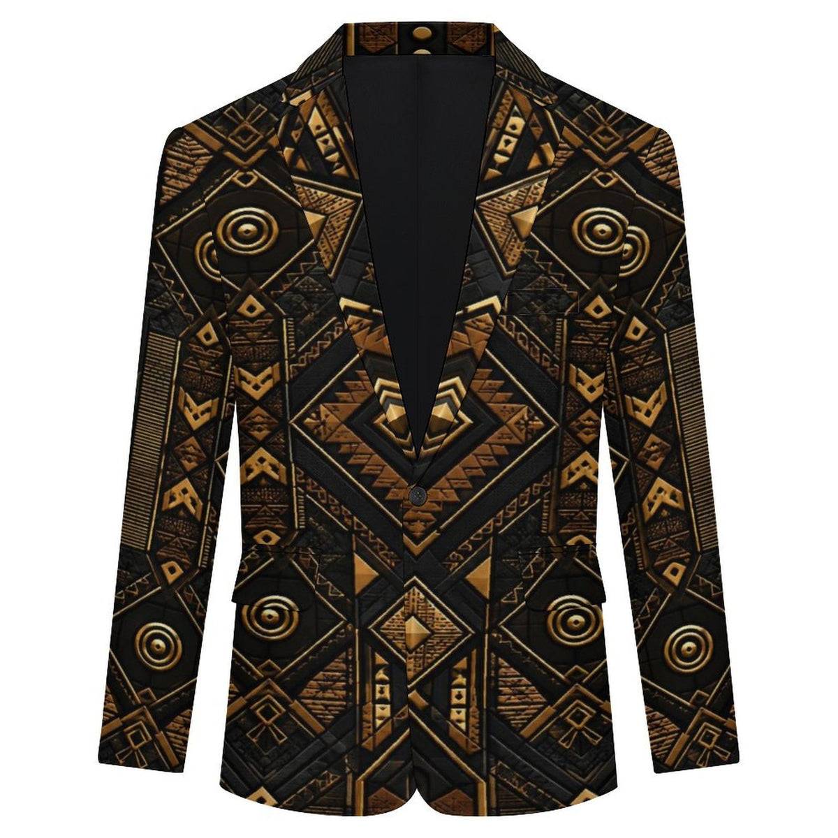 Tim Black Gold African Inspired Blazer, Luxury Men’s Statement Jacket, Elegant Geometric Print Suit Jacket, Men’s Formal Fashion
