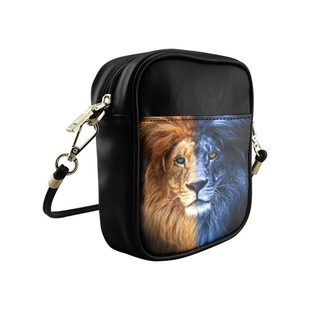 Lion Crossbody Bag | Men's Messenger Bag | Blue Lion Shoulder Bag | Artistic Travel Sling Bag | Festival Crossbody | Iyalla Designs
