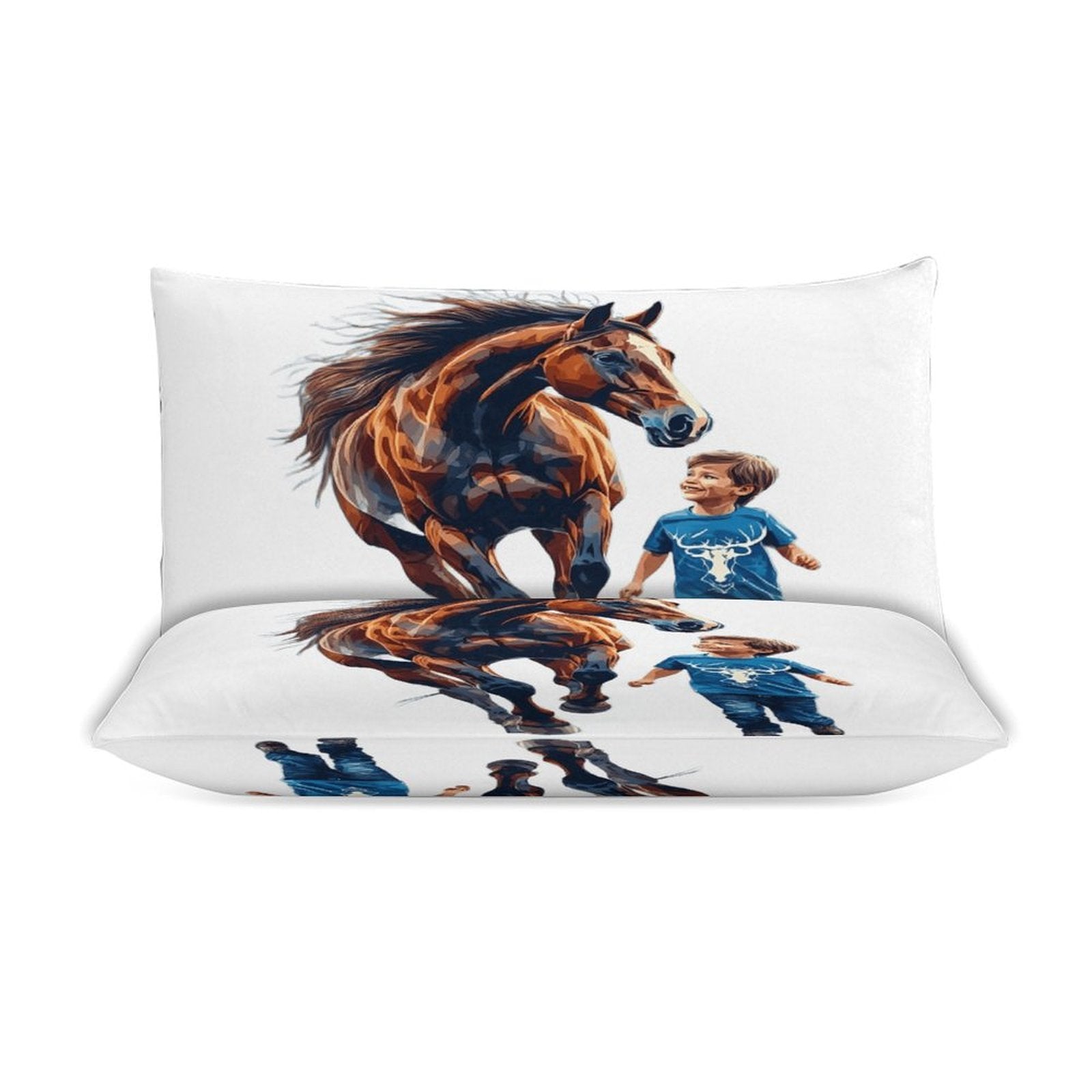 Running Free Horse Bedding Set | Western Kids Duvet Cover | Horse Lover Bedroom Decor | Ranch Style Comforter Set | Iyalla Designs