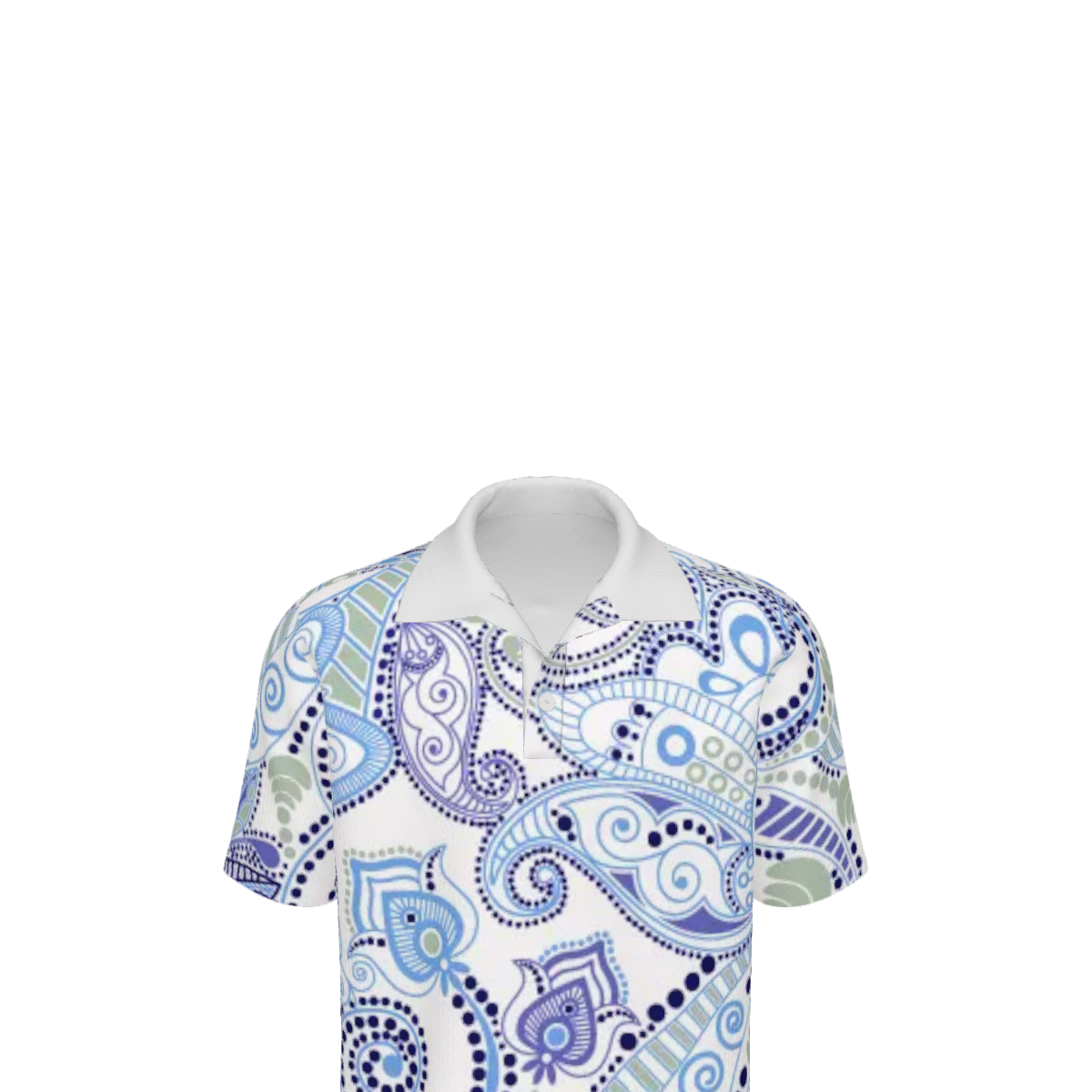 Men's Luxury Paisley Polo Shirt | Blue & White Designer Golf Shirt | Resort Performance Polo | Casual Summer Shirt | Iyalla Designs