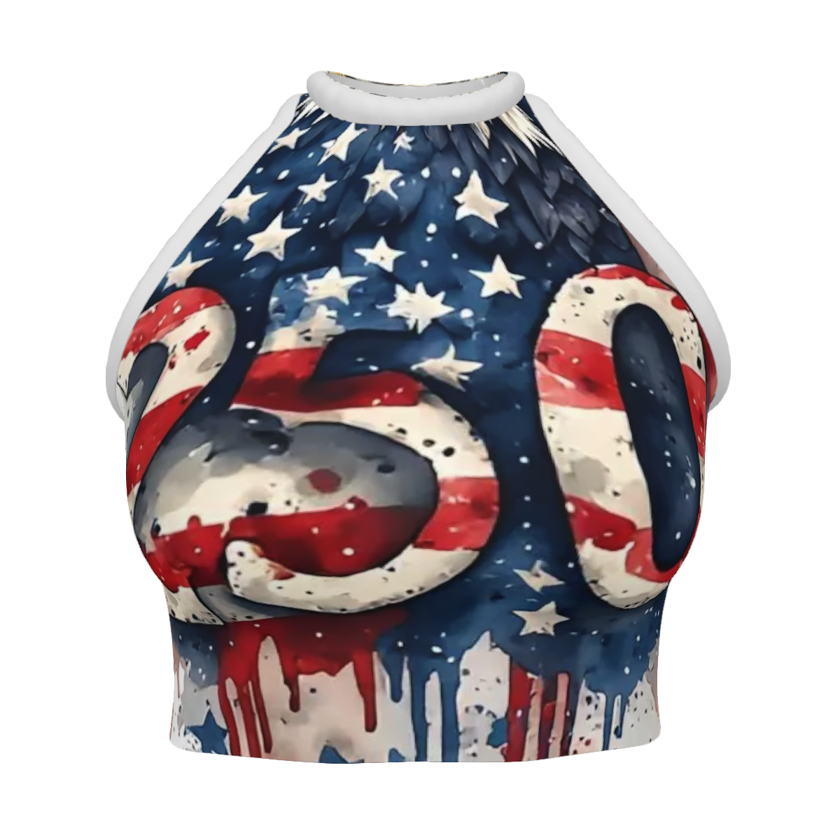250m Patriotic Women's Sleeveless High Neck Crop Tank Top