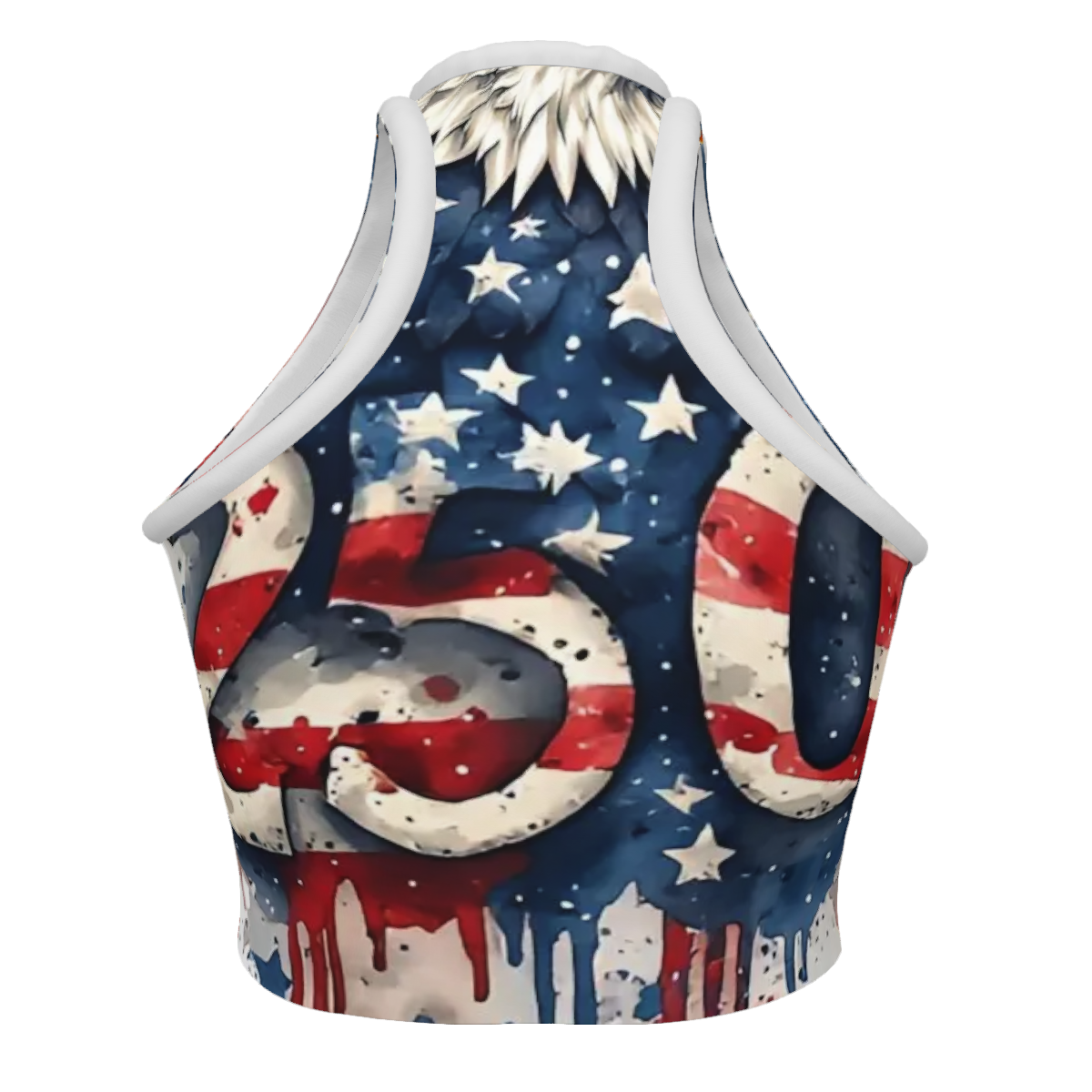 250m Patriotic Women's Sleeveless High Neck Crop Tank Top