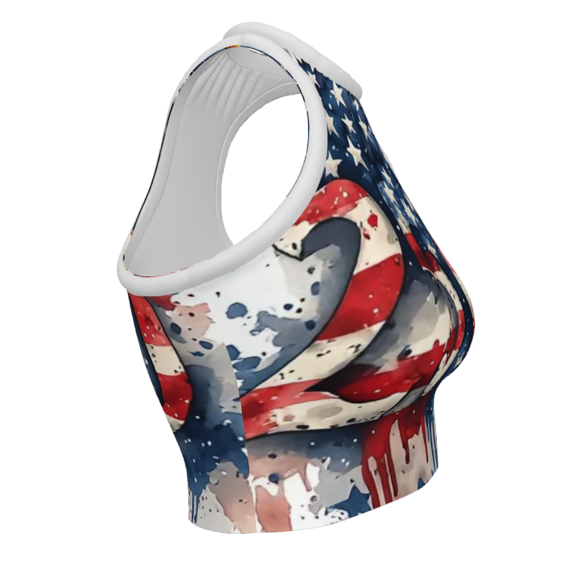 250m Patriotic Women's Sleeveless High Neck Crop Tank Top
