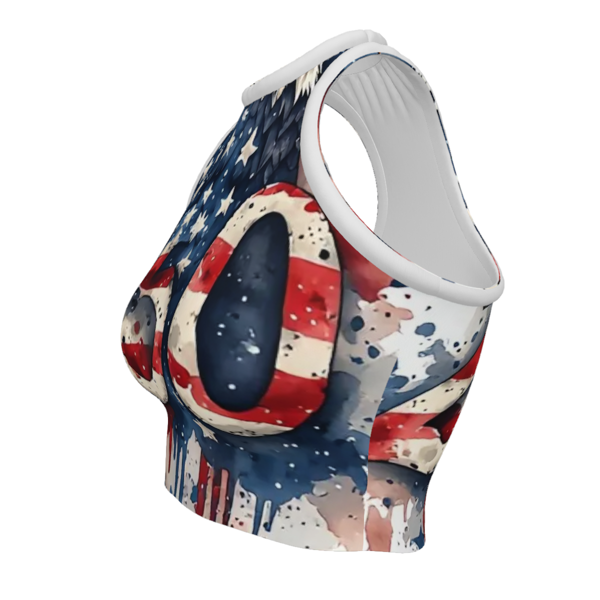 250m Patriotic Women's Sleeveless High Neck Crop Tank Top