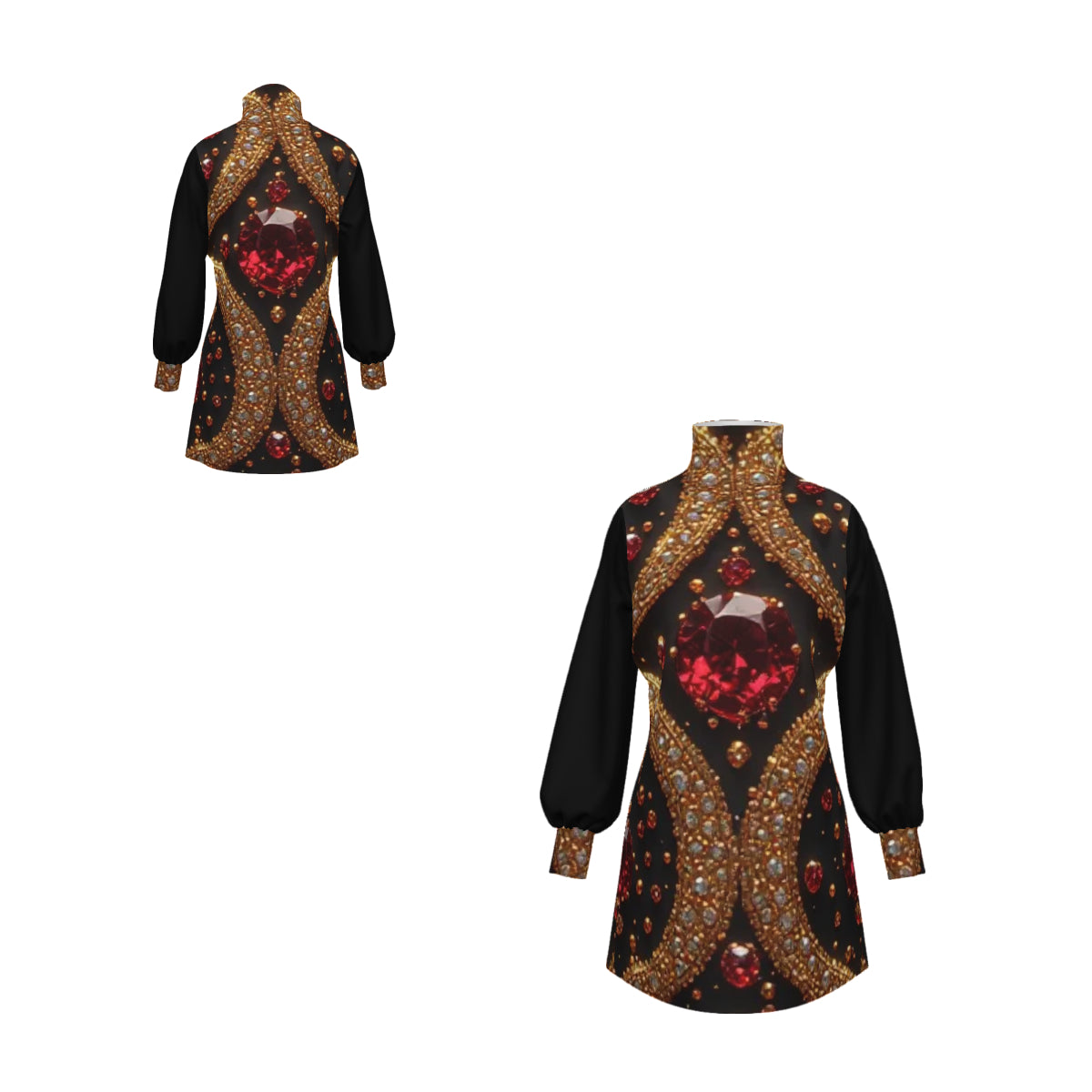 Esther Ruby Luxury Dress | Elegant Church Dress for Women | Black and Gold Statement Dress | Sunday Best Fashion | Women's Special Occasion Dress