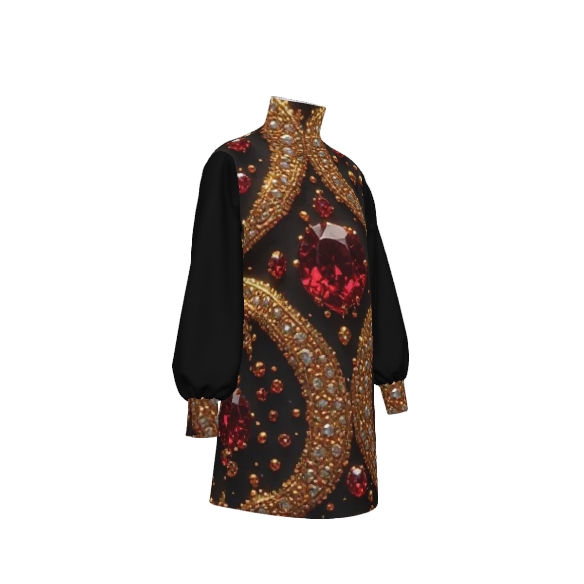 Esther Ruby Luxury Dress | Elegant Church Dress for Women | Black and Gold Statement Dress | Sunday Best Fashion | Women's Special Occasion Dress