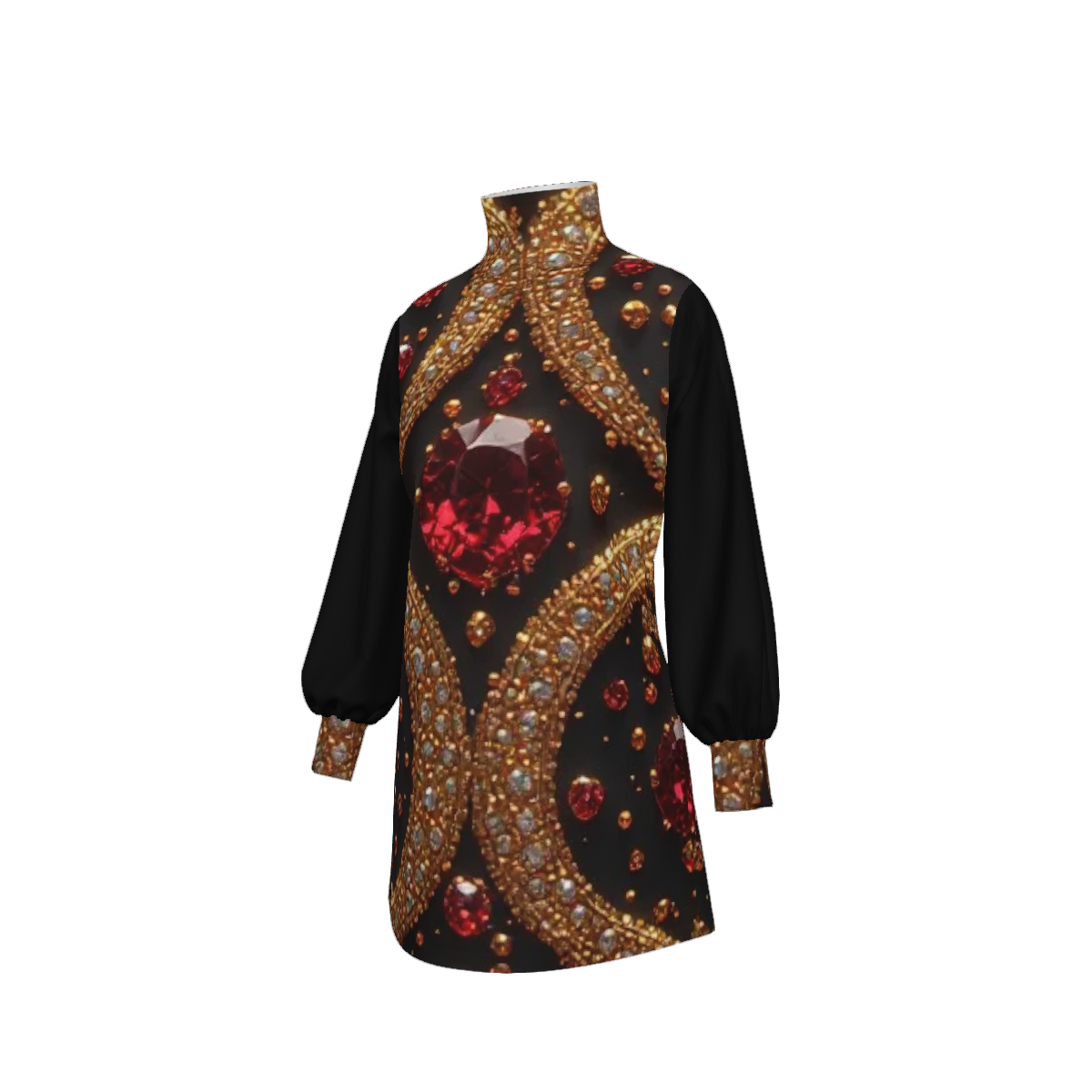 Esther Ruby Luxury Dress | Elegant Church Dress for Women | Black and Gold Statement Dress | Sunday Best Fashion | Women's Special Occasion Dress